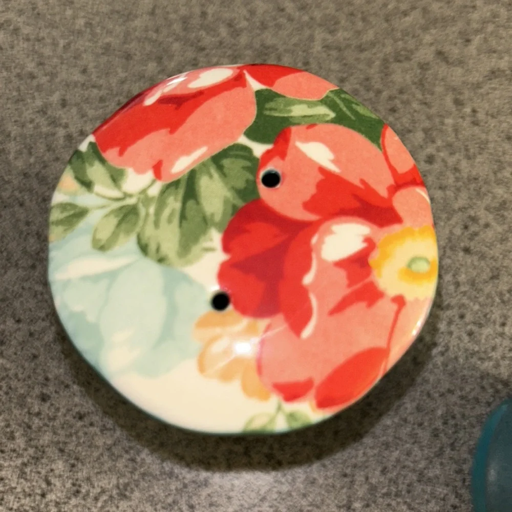 Pioneer Woman Salt and Pepper shakers with floral print top